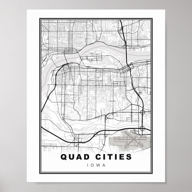 Affiche Carte des Quad Cities (Devant)