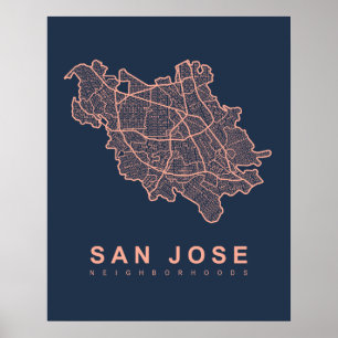 Affiche Carte des quartiers de San Jose