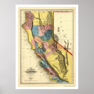 Affiche Carte des régions aurifères de Californie par Gibb