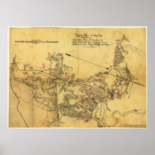 Affiche Carte des routes de Virginie - Guerre civile
