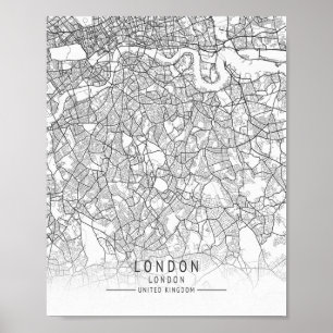 Affiche Carte des rues de Londres moderne, Angleterre