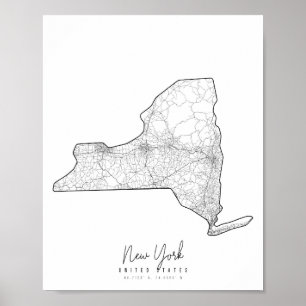 Affiche Carte des rues de New York Minimal