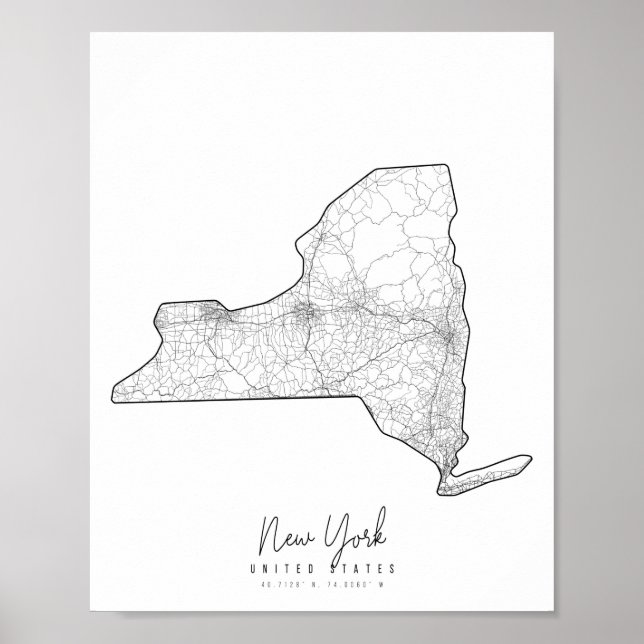 Affiche Carte des rues de New York Minimal (Devant)