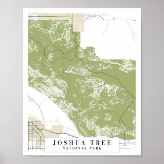 Affiche Carte des rues du parc national Joshua Tree