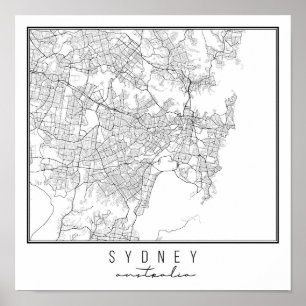 Affiche Carte des rues Sydney Australie