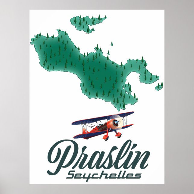 Affiche Carte des Seychelles de Praslin (Devant)