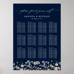 Affiche Carte des sièges des Mariages Fleurs sauvages de r