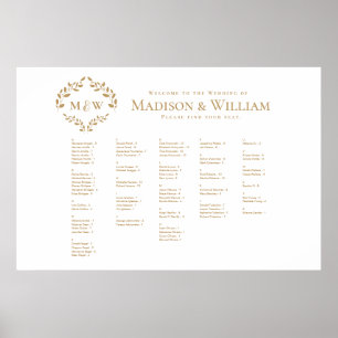 Affiche Carte des sièges invités de luxe Mariage Crest Mon