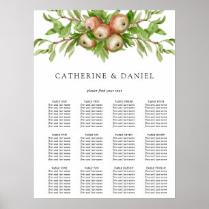 Affiche Carte des sièges mariages de pommes d'aquarelle