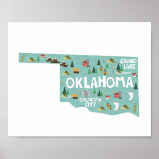Affiche Carte des sites de l'icône Oklahoma