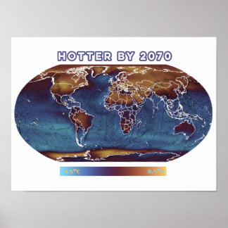 Affiche Carte des températures du changement climatique
