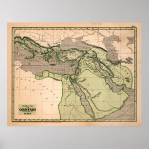 Affiche Carte des terres bibliques Vintages (1844)