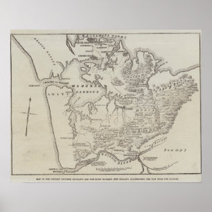 Affiche Carte des terres entre Auckland et Waikato River