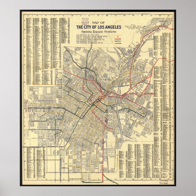 Affiche Carte des transports en commun de Los Angeles en 1 (Devant)