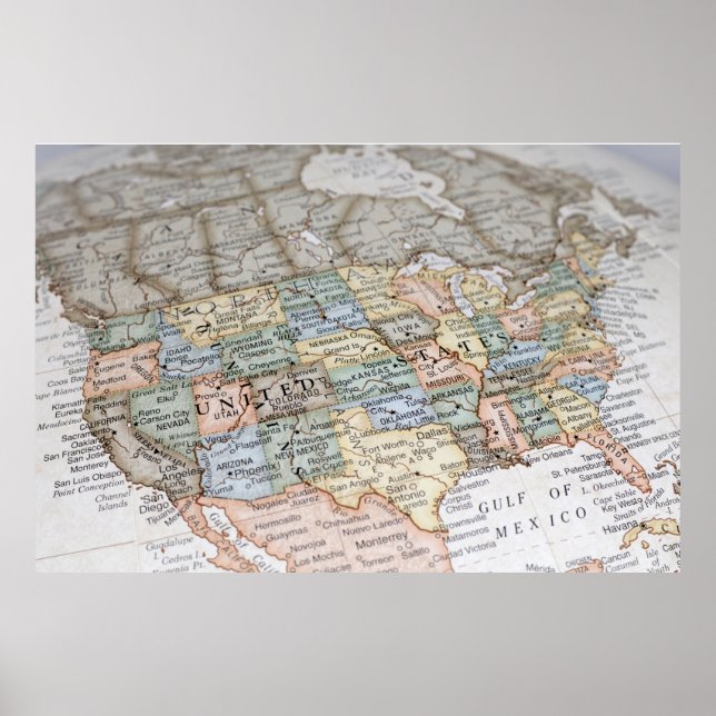 Affiche Carte des USA (Devant)