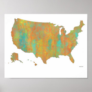 Affiche Carte des USA