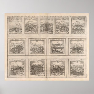 Affiche Carte des villes de la Suisse ancienne (1575)