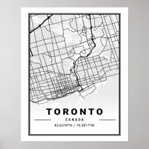 Affiche Carte des villes de voyages de Toronto Ontario