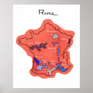 Affiche Carte des vins de France