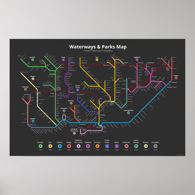 Affiche Carte des voies navigables et parcs de Toronto (24 (Devant)