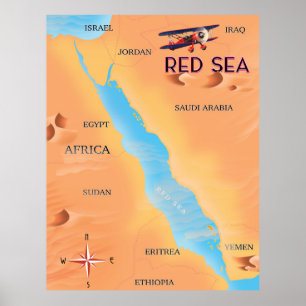 Affiche Carte des voyages de la mer Rouge
