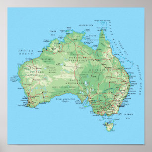Affiche Carte détaillée de l'affiche Australie