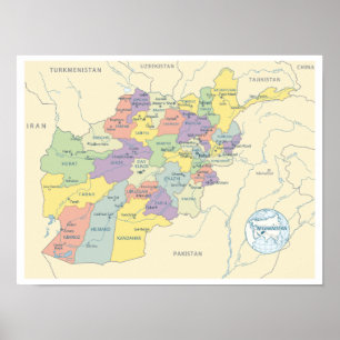 Affiche Carte détaillée des régions d'Afghanistan