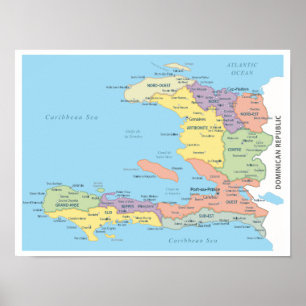 Affiche Carte détaillée des régions d'Haïti