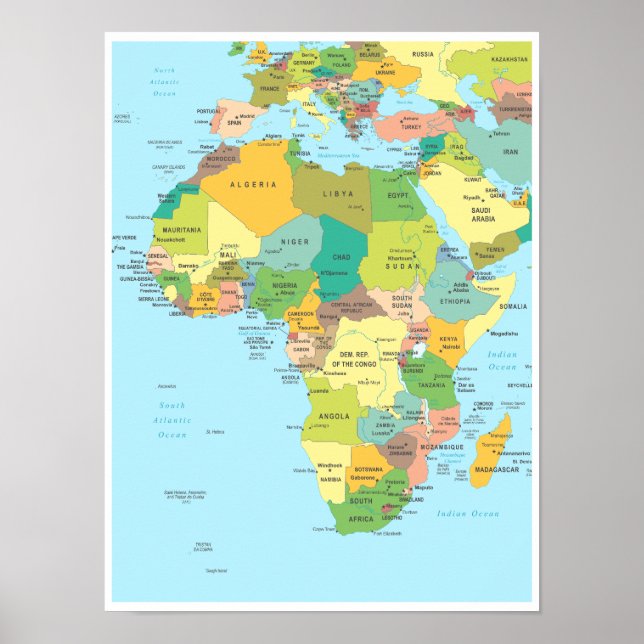 Affiche Carte détaillée du continent africain (Devant)