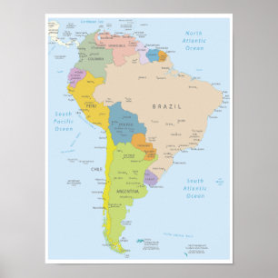 Affiche Carte détaillée du continent sud-américain