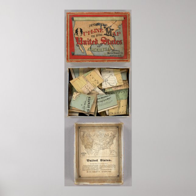 Affiche Carte détaillée, États-Unis d'Amérique (Devant)