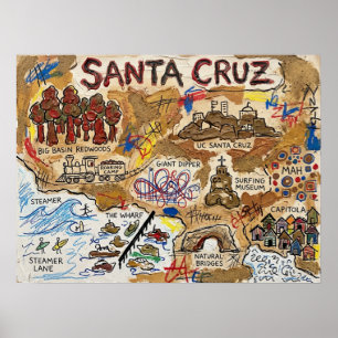 Affiche Carte détaillée touristique de Santa Cruz – Monume