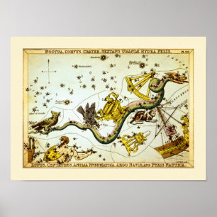 Affiche Carte d'étoile vintage - atlas de constellation