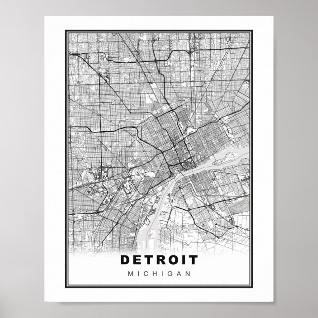 Affiche Carte Détroit (Devant)