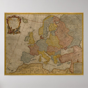 Affiche Carte d'Europe   1700