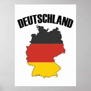 Affiche Carte Deutschland - Drapeau allemand - Allemagne V