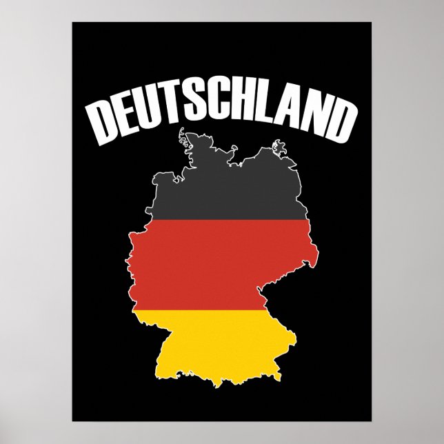 Affiche Carte Deutschland - Drapeau allemand - Allemagne V (Devant)