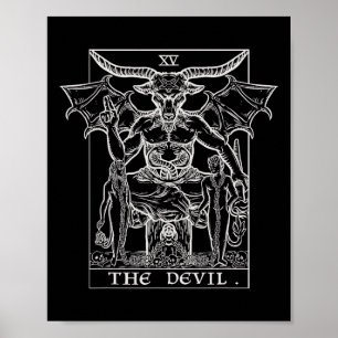 Affiche Carte Devil Tarot Phomet Gothique Halloween Satan