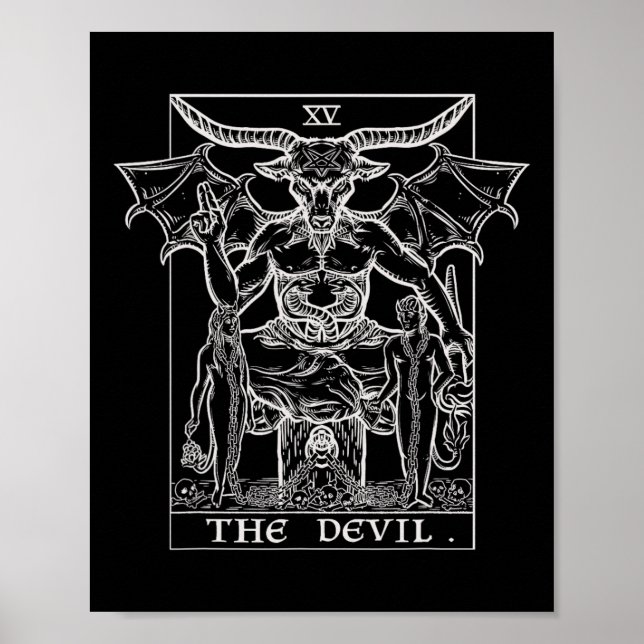 Affiche Carte Devil Tarot Phomet Gothique Halloween Satan (Devant)