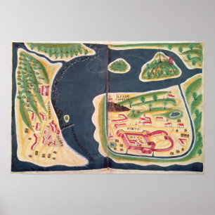 Affiche Carte d'exploration portugaise de Mombassa