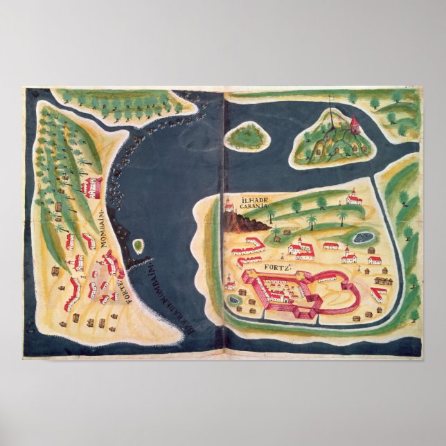 Affiche Carte d'exploration portugaise de Mombassa (Devant)