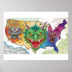 Affiche Carte d'Halloween USA effrayant