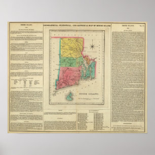 Affiche Carte d'Île de Rhode