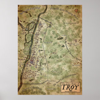 Affiche Carte d'Imaginaire de Troy, New York