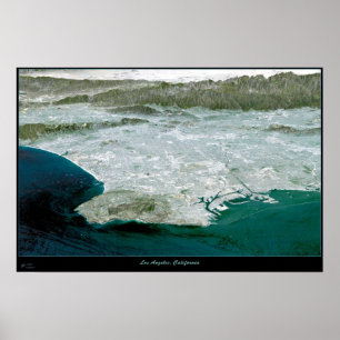 Affiche Carte d'impression satellite de Los Angeles, CA Pe