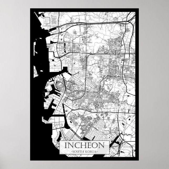 Affiche Carte d'Incheon Corée du Sud (Devant)