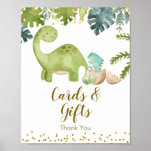 Affiche Carte Dinosaure Aquarelle et signe cadeau