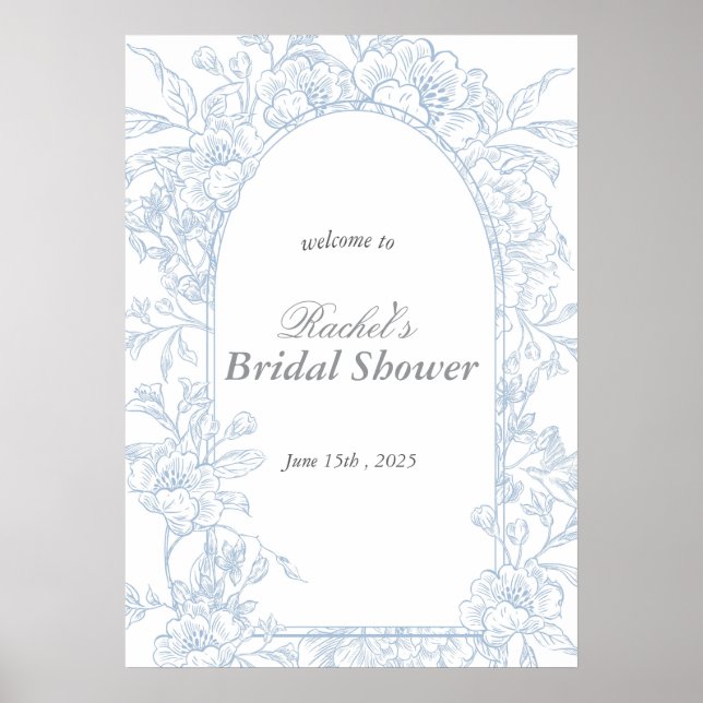 Affiche Carte d'invitation de douche de mariage à fleur sa (Devant)