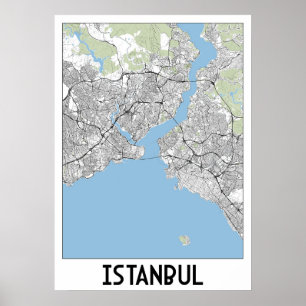 Affiche Carte d'Istanbul, Turquie