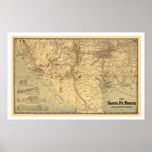 Affiche Carte d'itinéraire de chemin de fer de Père Noël